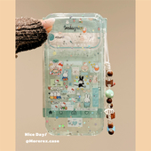 MoreRex软萌可爱少女透绿兔子猫咪适用苹果17手机壳iphone16promax新款 15pro双层印花14防摔保护套13带链条17