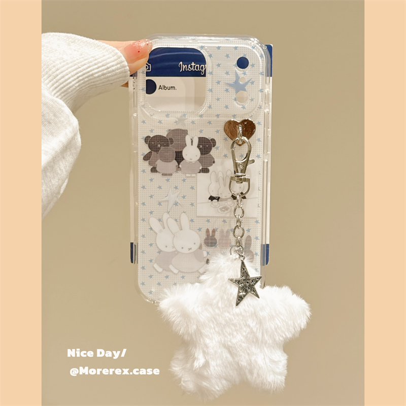 MoreRex可爱五角星小兔子插画适用苹果17手机壳iphone16promax新款15pro双层14防摔保护套13带挂饰17全包女款