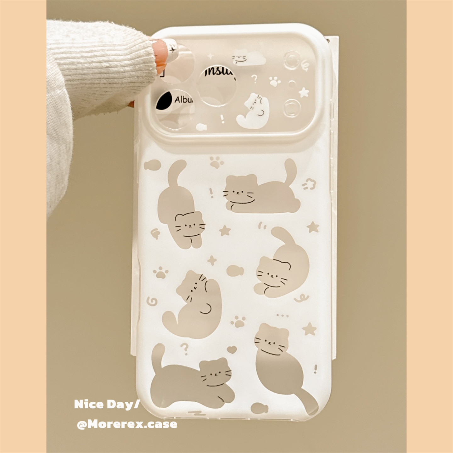 MoreRex奶萌可爱镂空星星猫咪适用苹果18手机壳iphone17promax新款18pro创意15全包防摔保护套14女款16超好看