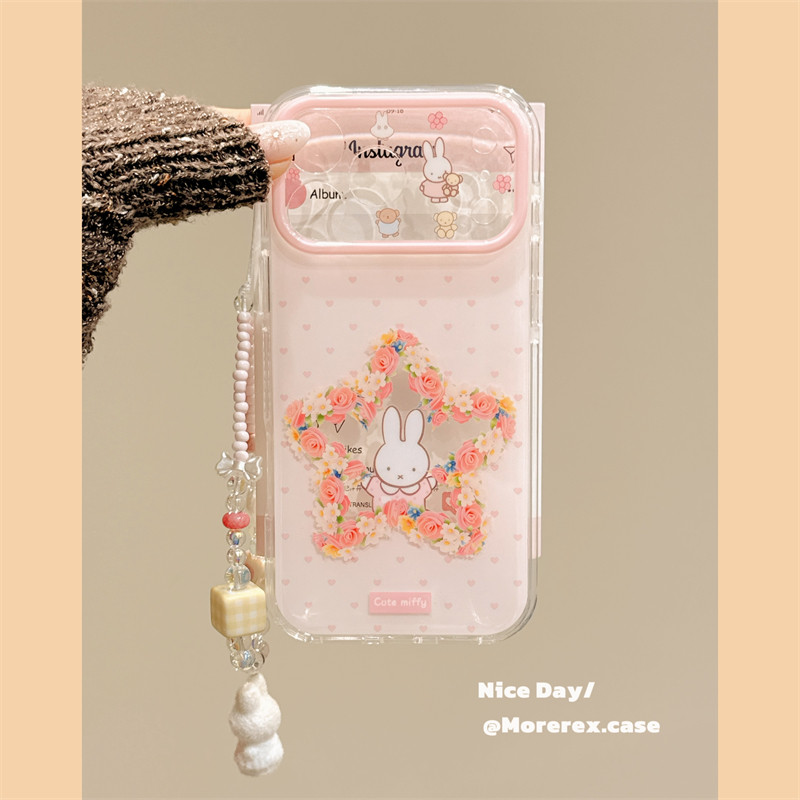 MoreRex韩风粉色爱心花朵米菲兔带链条适用苹果17手机壳iphone16promax新款17pro双层14防摔保护套13全包15女,3C数码配件,手机保护套/壳,淘宝优惠券,粉丝福利购,淘宝优惠卷