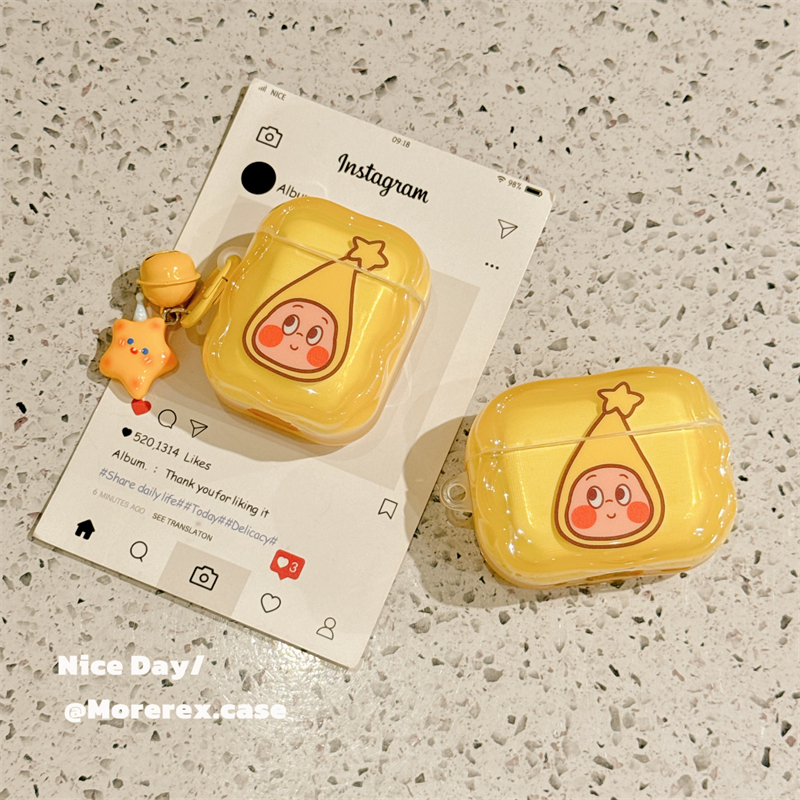 MoreRex 可爱长帽星星小人带挂饰适用苹果AirPods4保护壳airpods1/2/3蓝牙无线耳机套airpodspro二三四代新款