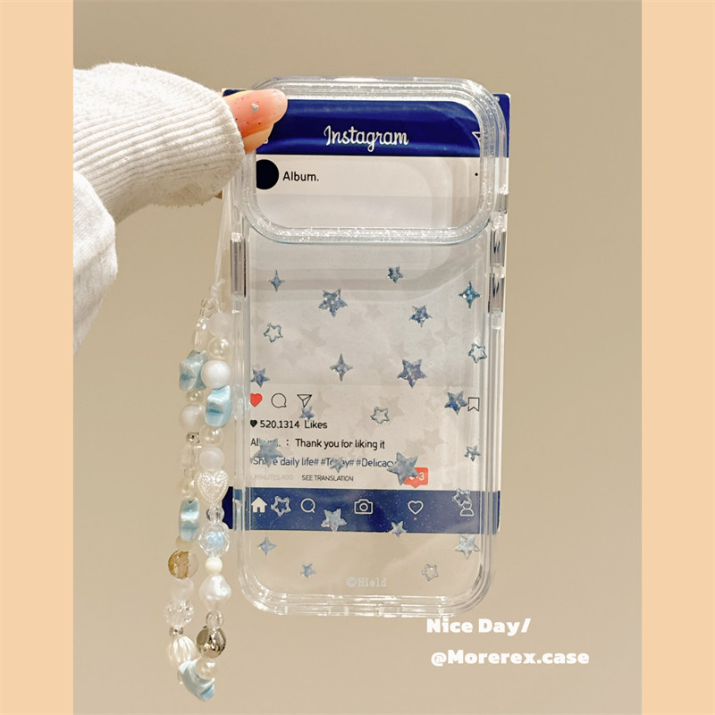 MoreRex ins韩系简约蓝色闪粉星星适用苹果17手机壳iphone16promax新款15pro透明带链条14防摔保护套13少女17,3C数码配件,手机保护套/壳,淘宝优惠券,粉丝福利购,淘宝优惠卷