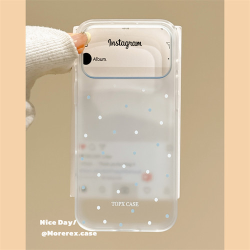 MoreRex ins韩系半透磨砂可爱小波点适用苹果17手机壳iphone16promax新款17pro全包14防摔保护套13女15超好看