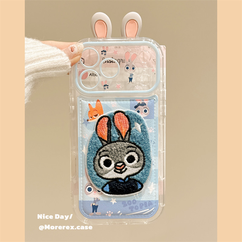 MoreRex毛毡刺绣疯狂动物城朱迪尼克适用苹果17手机壳iphone16promax新款15pro立体耳朵14防摔保护套13女款17