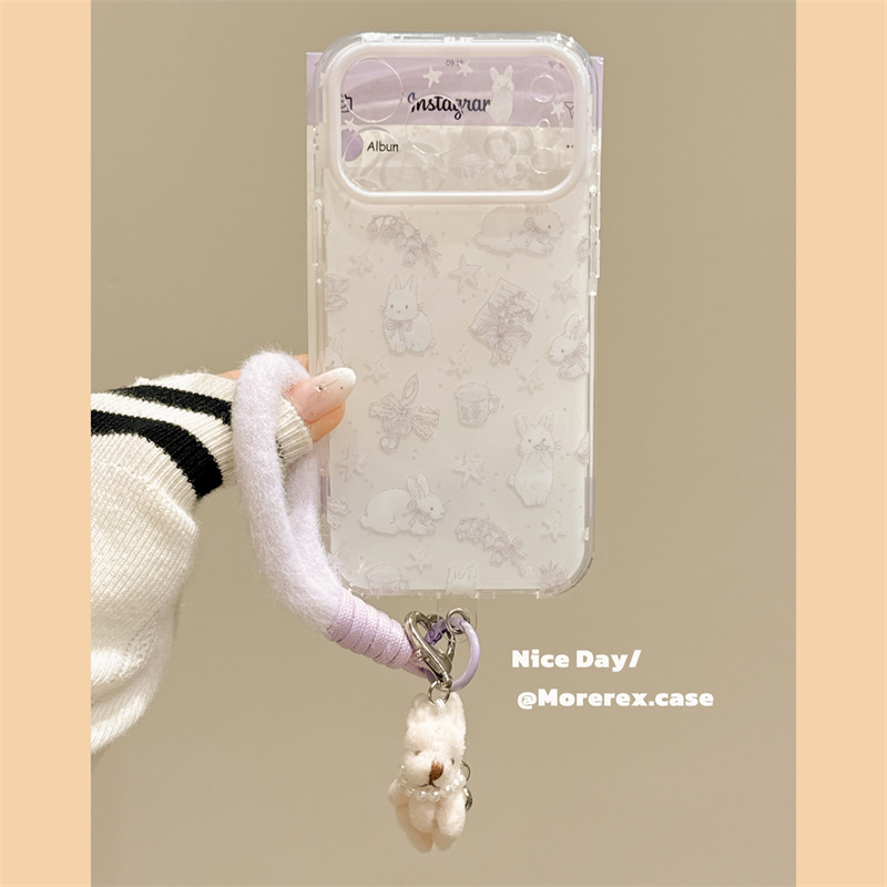 MoreRex韩系早春紫色碎花小兔适用苹果17手机壳iphone16promax新款17pro毛绒挂绳14防摔保护套13双层15全包女,3C数码配件,手机保护套/壳,淘宝优惠券,粉丝福利购,淘宝优惠卷