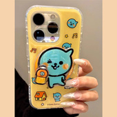 14双层13防摔保护套16pro女款 MoreRex ins可爱卡通酷儿旋转橙汁磁吸支架适用苹果15手机壳iphone16promax新款