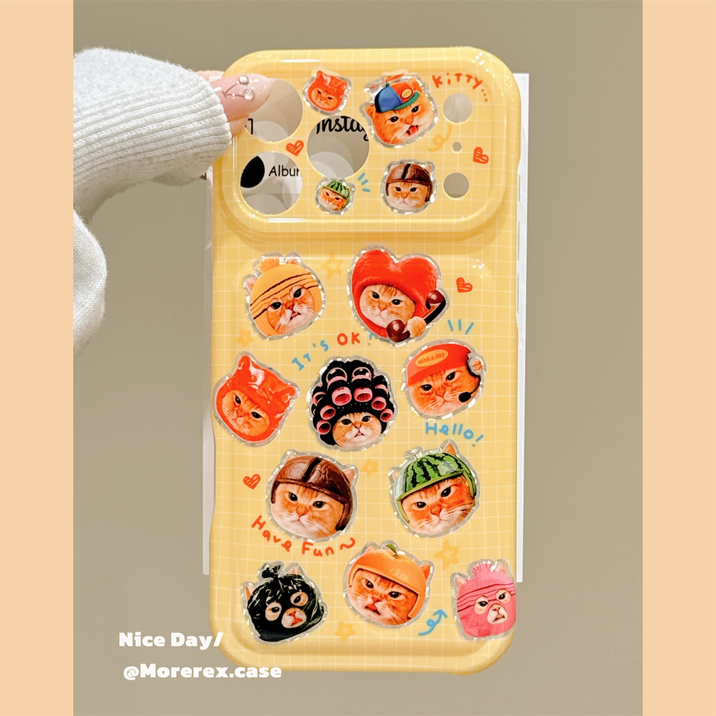 MoreRex ins搞怪软萌头套猫咪适用苹果18手机壳日韩iphone17promax新款18pro全包15防摔保护套14创意16超好看