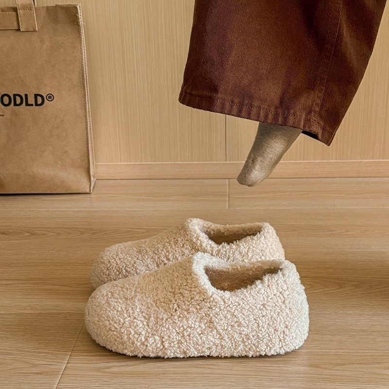 一脚蹬厚底内增高毛毛鞋女2025冬季新款外穿加绒保暖休闲豆豆棉鞋,女鞋,深口单鞋,淘宝优惠券,粉丝福利购,淘宝优惠卷