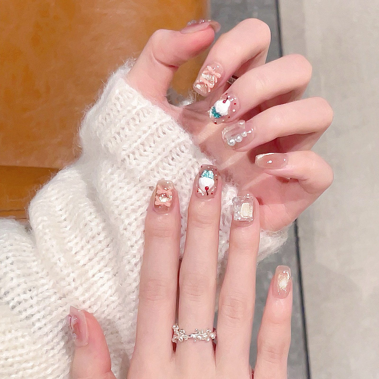 立体樱桃蛋糕短款手工穿戴甲甜美可爱裸色猫眼美甲成品假指甲贴片,彩妆/香水/美妆工具,穿戴甲/甲片,淘宝优惠券,粉丝福利购,淘宝优惠卷