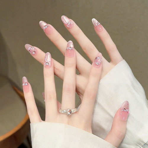 小香风法式猫眼纯手工穿戴甲长款