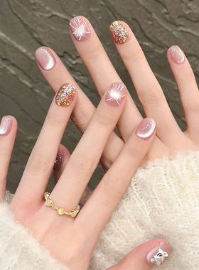 国风醒狮纯手工穿戴甲秋冬短款成品猫眼美甲2026新年战甲指甲贴片