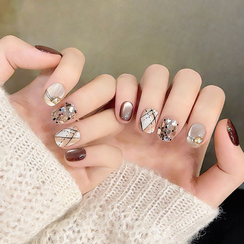 焦糖猫眼纯手工穿戴甲2024新年款秋冬高级感美甲指甲贴片成品短款,彩妆/香水/美妆工具,美甲工具,淘宝优惠券,粉丝福利购,淘宝优惠卷