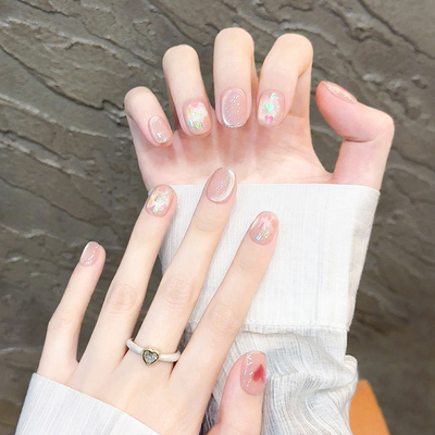 爱心法式手工穿戴甲猫眼短款美甲