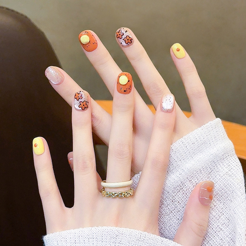 手绘花朵猫眼手工美甲穿戴甲2025新款高级感可爱豆豆指甲贴片短款,彩妆/香水/美妆工具,穿戴甲/甲片,淘宝优惠券,粉丝福利购,淘宝优惠卷