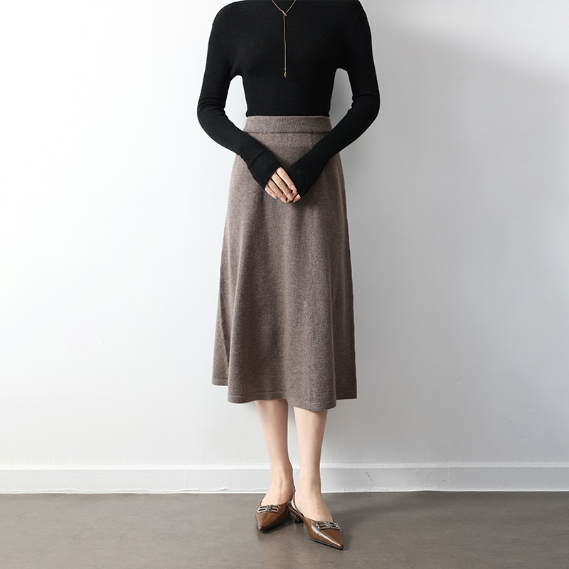 羊绒半身裙中长款过膝伞裙
