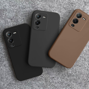 适用于vivoS15手机壳新款vivo液态硅胶S15Pro全包方形防摔S15e石墨色直边纯色耐脏保护套简约男女款超薄软壳