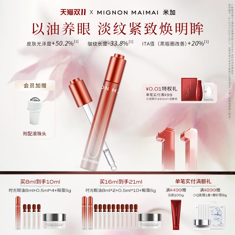【双11抢购】米加眼部精华油紧致淡纹淡黑眼圈眼袋滋润眼周眼廓