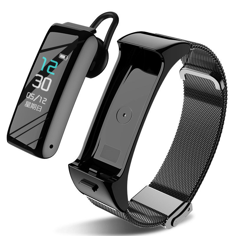 BINGE SMART CALL BRACELET BLUETOOTH HEADSET 2-IN-1 DETACHED CALL LISTENING TO SONGS HEART RATE BLOOD PRESSURE WATCH