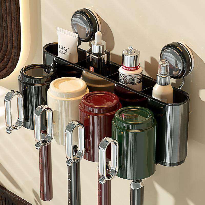 不锈钢吸盘牙刷置物架壁挂式牙膏牙具收纳卫生间免打孔漱口杯挂架