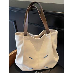 韩版帆布包包女2025新款时尚简约休闲大容量托特包学生上课单肩包