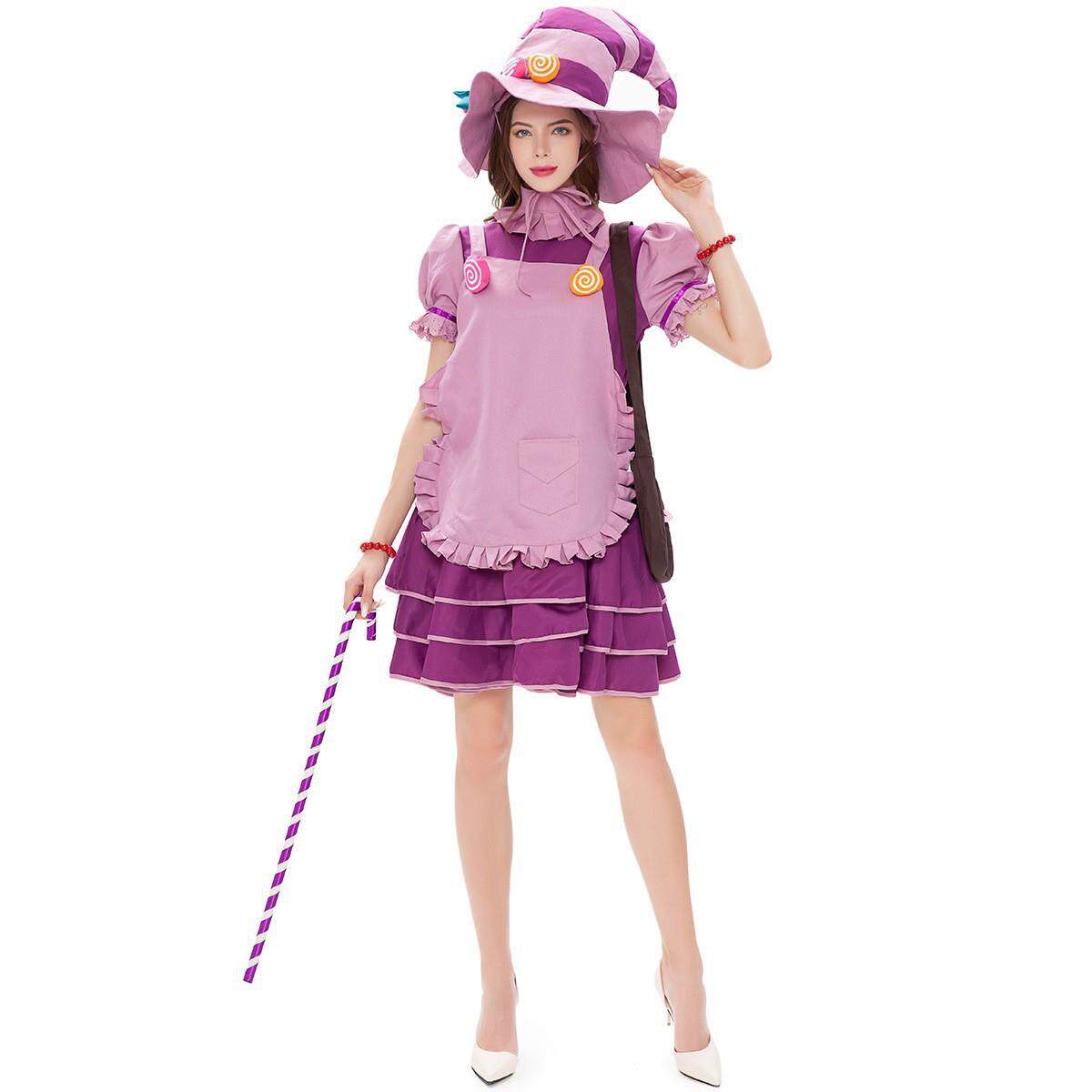 跨境 万圣节糖果女巫角色扮演成人儿童亲子cosplay化妆舞会舞台装