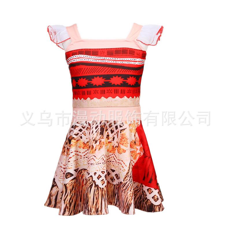 女孩莫阿娜连衣裙海洋奇缘印花短裙Cos舞会演出服学校节日派对装