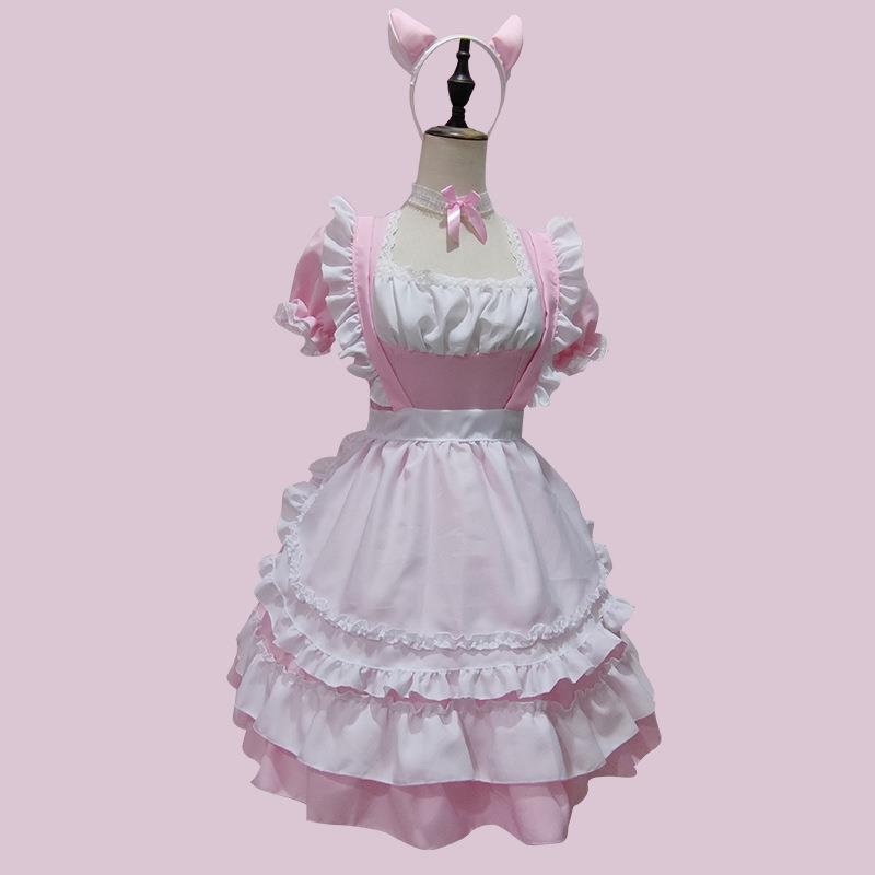 粉色女仆装动漫咖啡女佣可爱猫咪女装大佬日系lolita萌妹 cos服