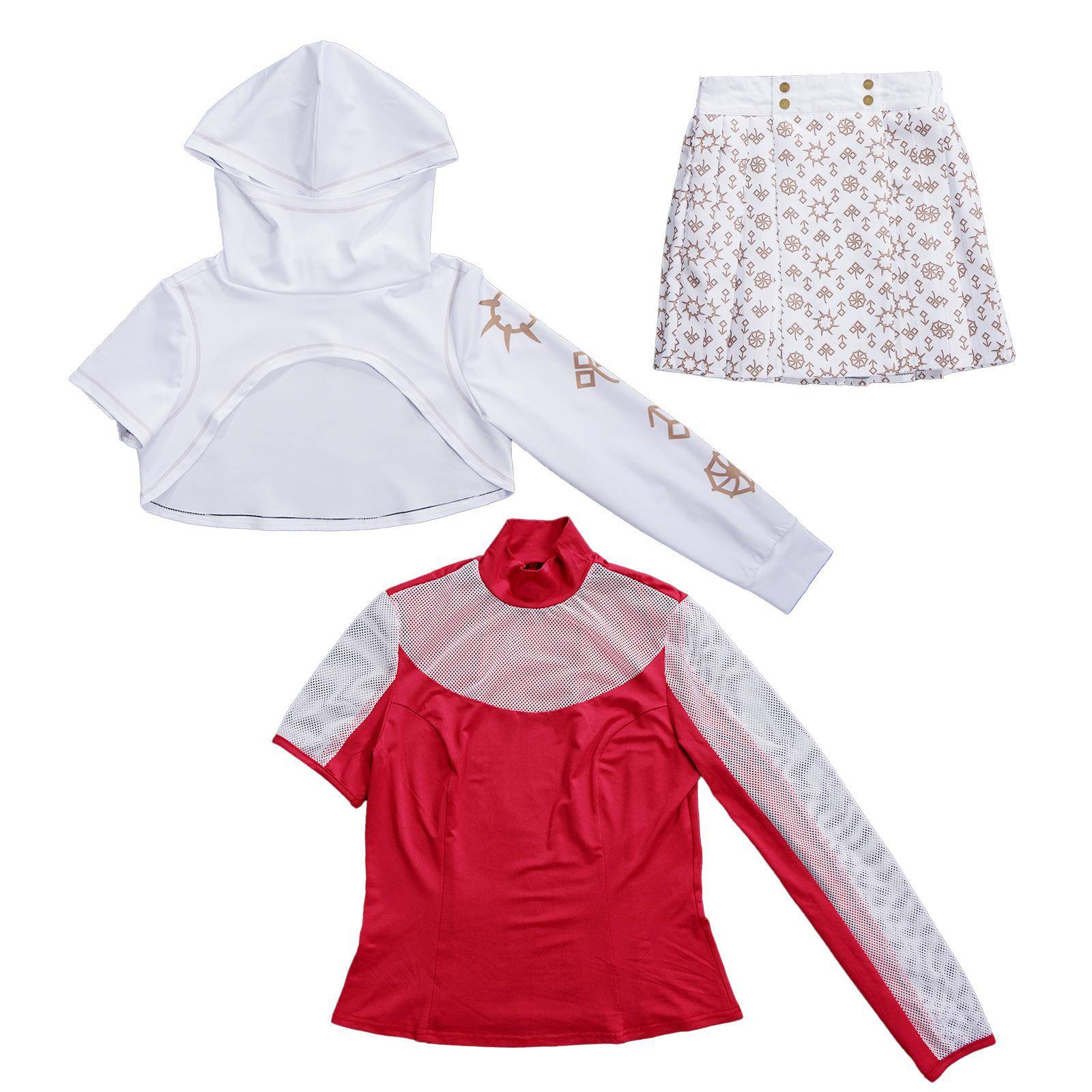 跨境工厂僵尸高校cos服红色连衣裙套装万圣节电影角色演出服cos服