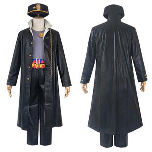 JOJO的奇妙冒险cos服 空条承太郎cos黑皮衣cosplay万圣节动漫服装