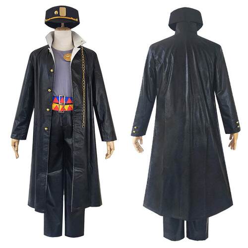 JOJO的奇妙冒险cos服 空条承太郎cos黑皮衣cosplay万圣节动漫服装