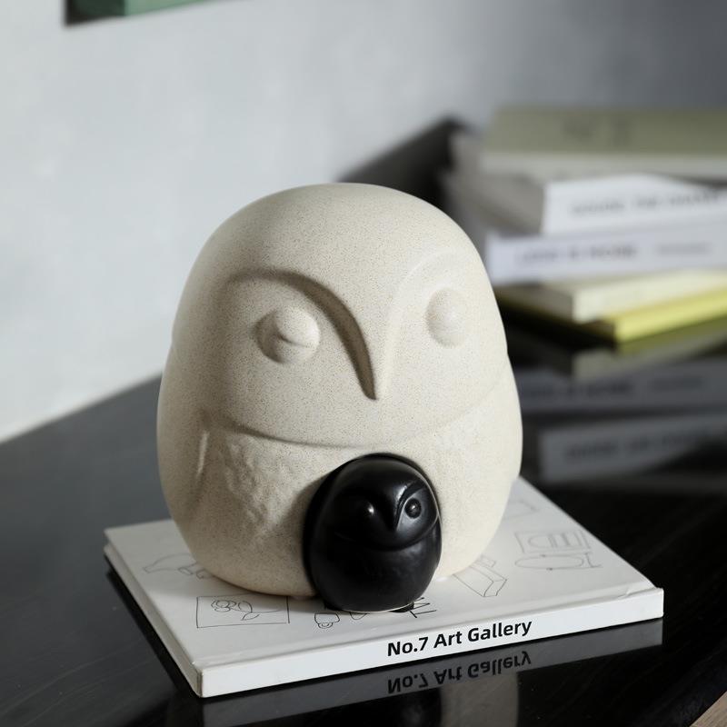 现代简约ins陶瓷猫头鹰摆件创意家居软装饰品酒柜客厅桌面工艺品