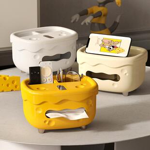 卫生间厕纸厕所奶酪纸巾盒可爱塑料家用桌面客厅多功能收纳抽纸盒