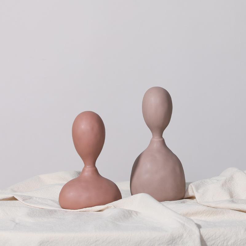 简约现代陶瓷情侣摆件客厅创意人物雕塑酒柜桌面小装饰品软装摆件