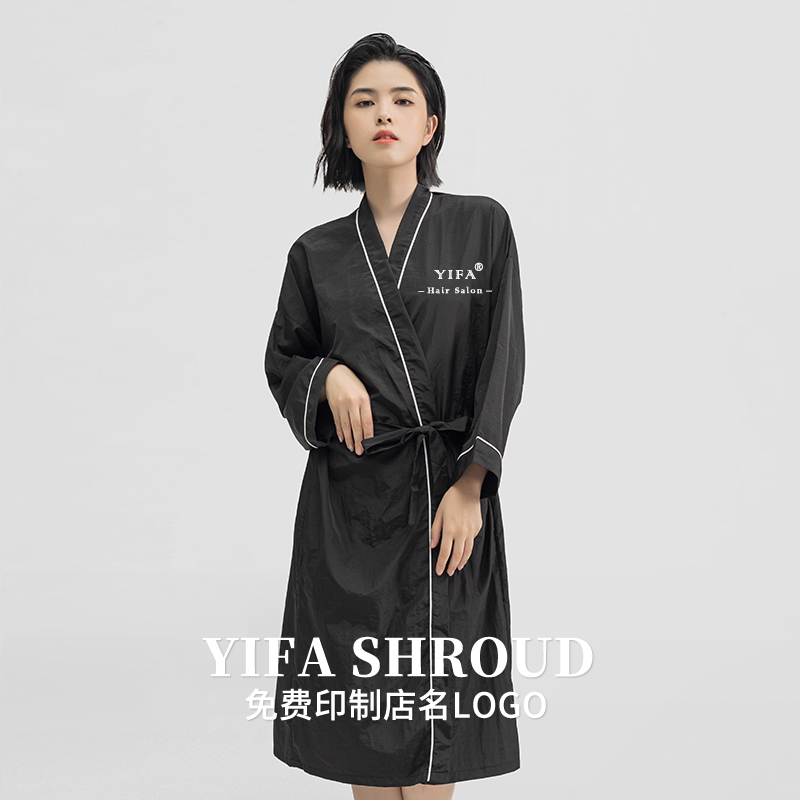 高档网红款理发店客服美发客袍剪发和服围布染发服美容院美容客袍