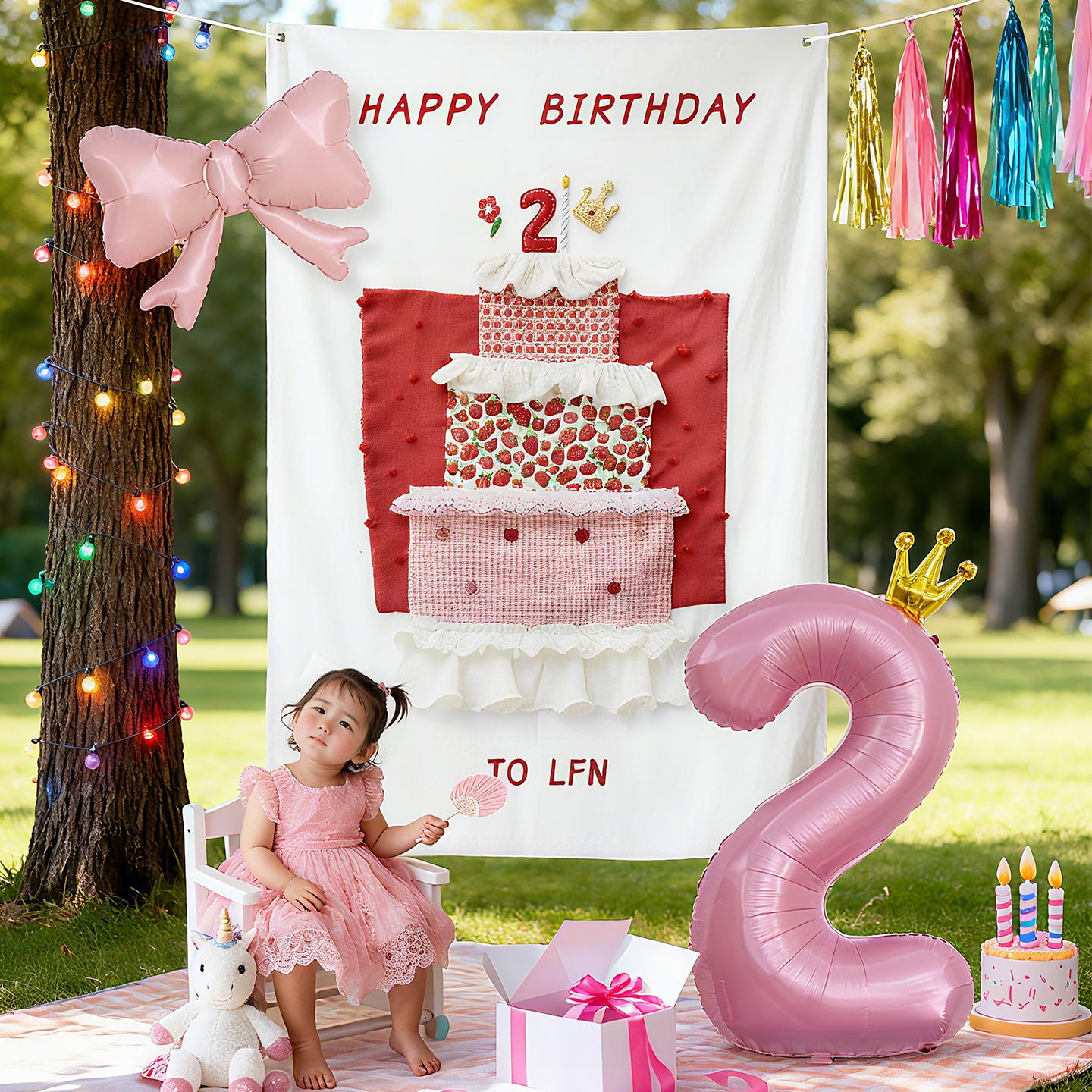 手工布艺字母数字蛋糕花边挂布