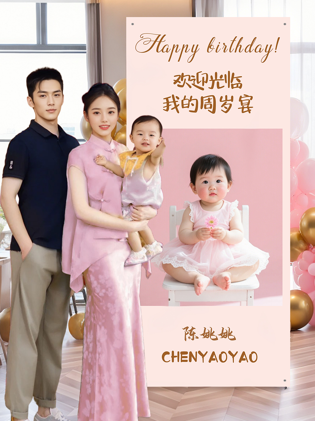 10周岁生日迎宾牌展架儿童男孩照片展示架易拉宝满月百日派对布置