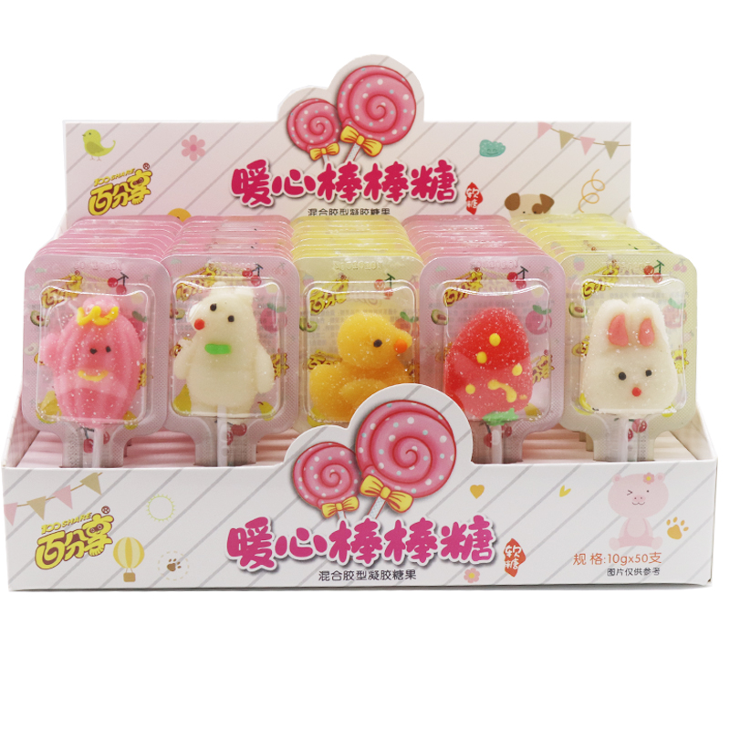 百分享暖心棒棒糖水果味软糖