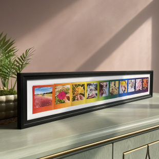 彩虹拍立得SQ4寸方形相纸专用相框10张长条实木画框定制挂墙摆台