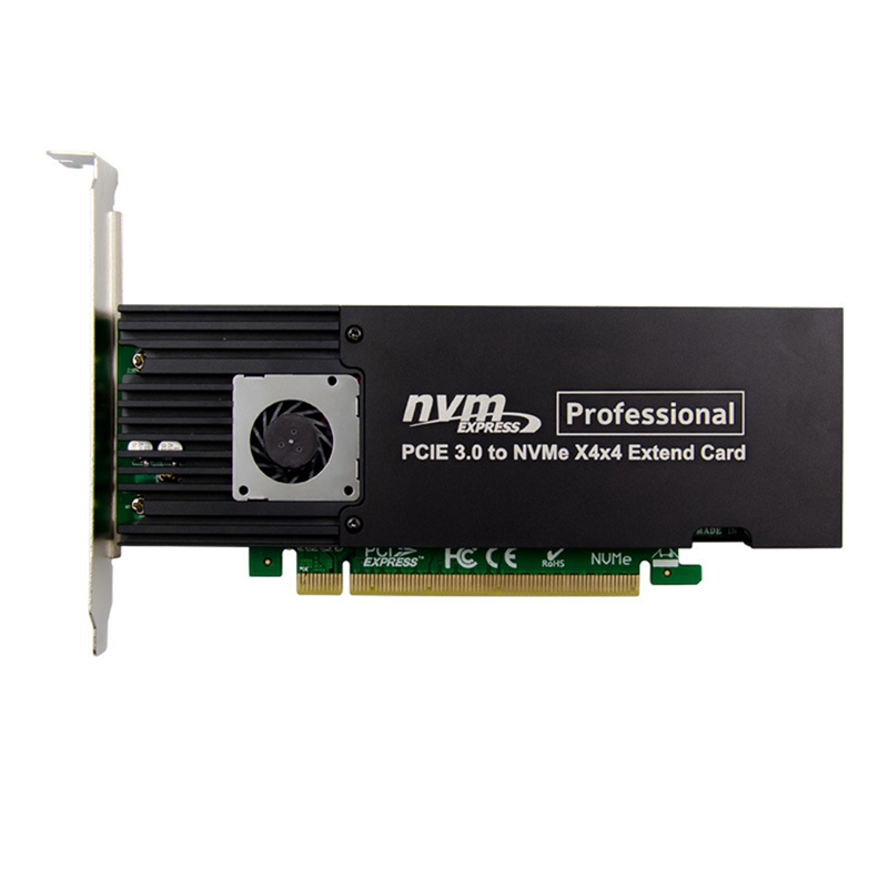 PCI-E 3.0 X16 ASM2824 四端口*4通道M.2 NVMe SSD服务器级扩展卡