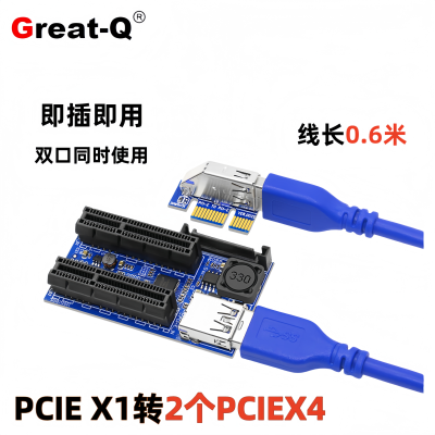 PCI-E1X双口4X转接线