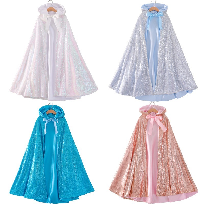 万圣节披风亮片蕾丝披风冰雪奇缘爱莎公主披风皇冠舞台装表演服袍
