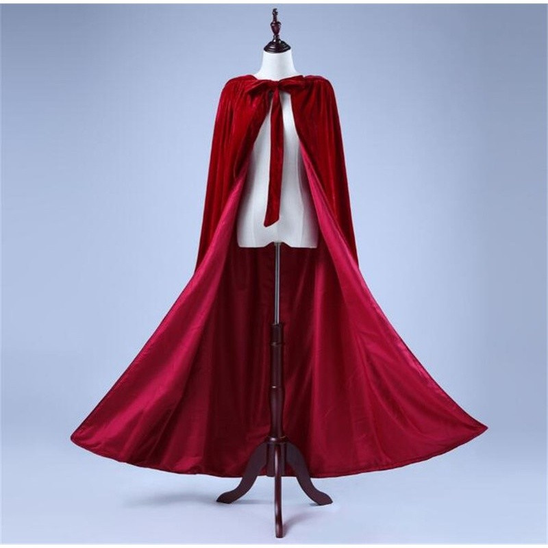 男女通用金丝绒保暖斗篷黑色系带万圣节披风夏季连帽披肩外套多色