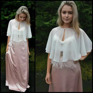 披肩外出防晒衣百搭 短款 女士礼服小外套礼服吊带裙雪纺罩衫 夏季