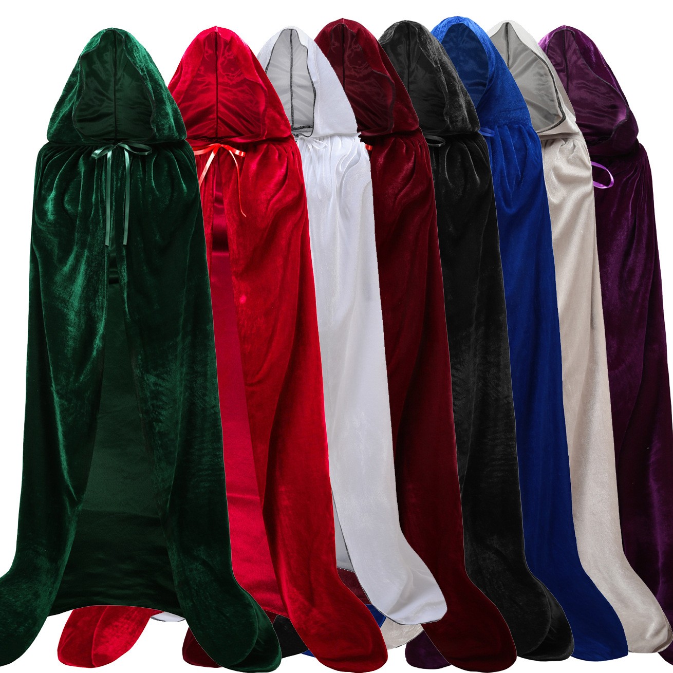 热卖32色男女通用金丝绒长款披风万圣节连帽斗篷舞台演出服外搭