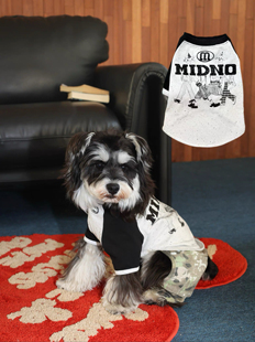 MIDNO（宠物款）夏季薄款狗狗衣服透气原创印花雪纳瑞美卡T恤亮钻