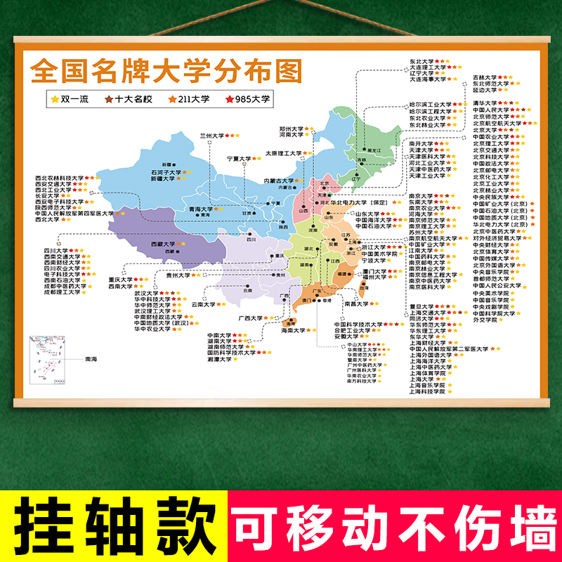 全国重点高校分布图墙贴