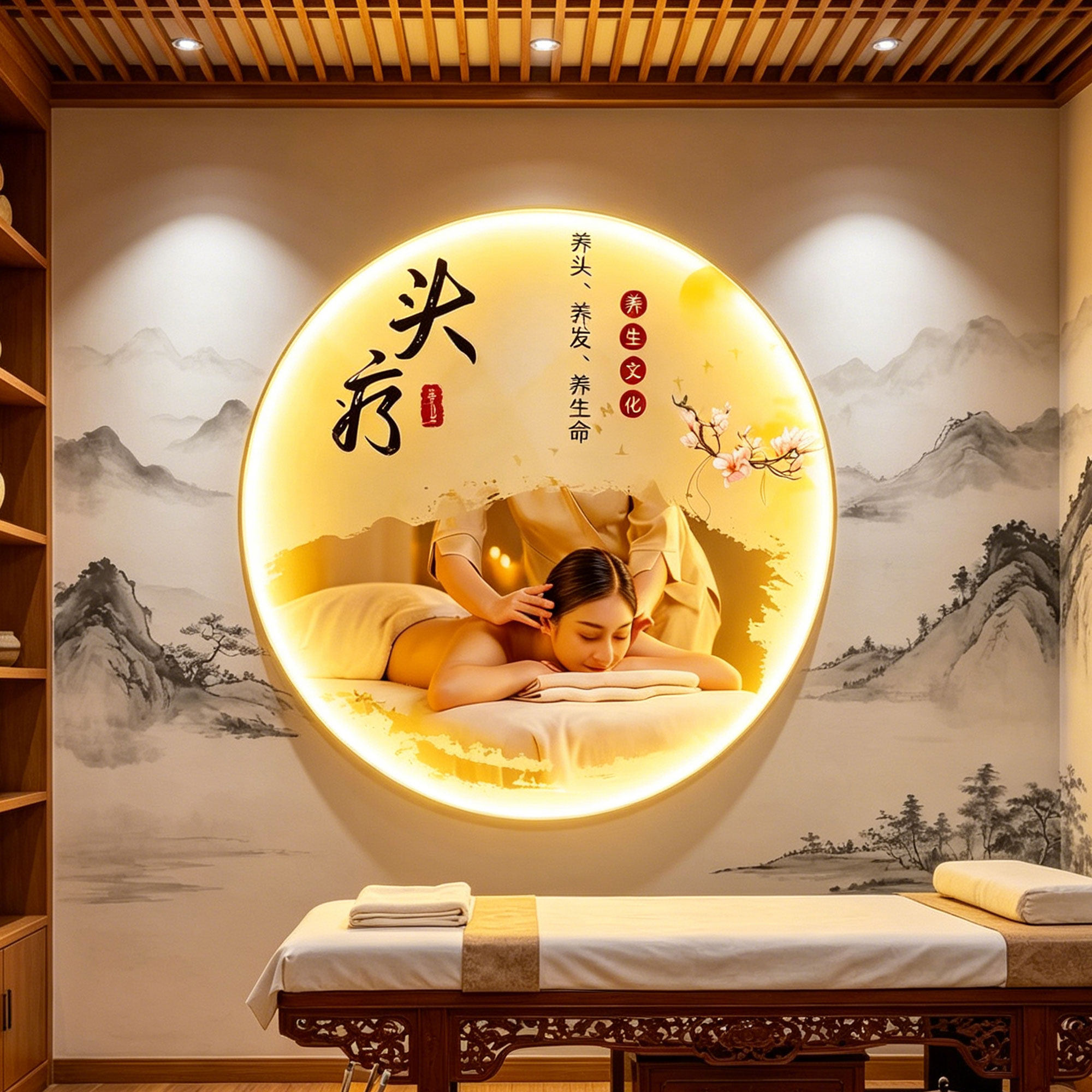 头疗图片宣传画养生馆装饰画氛围布置软膜卡布灯箱广告牌背景形象
