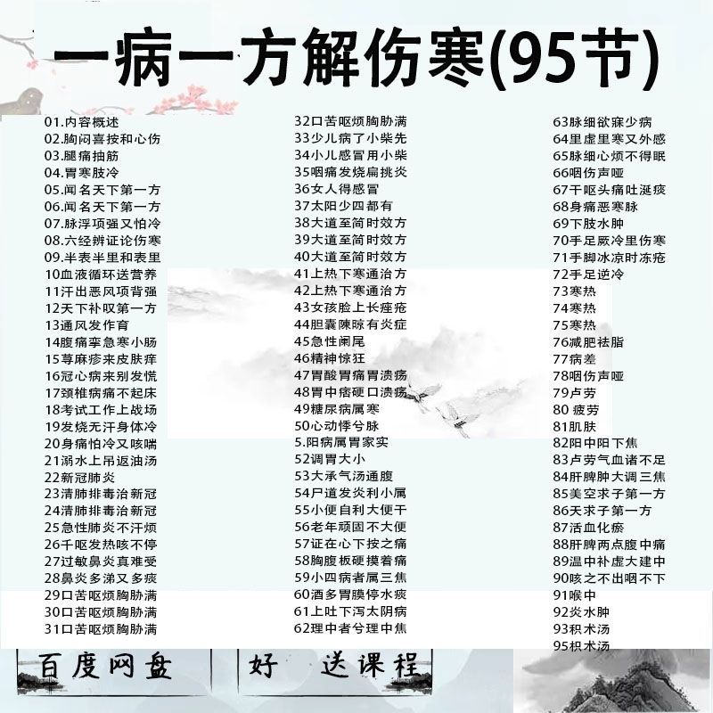 中医伤寒一病一方讲解零基础学习高清视频课程伤寒论经方使用自学