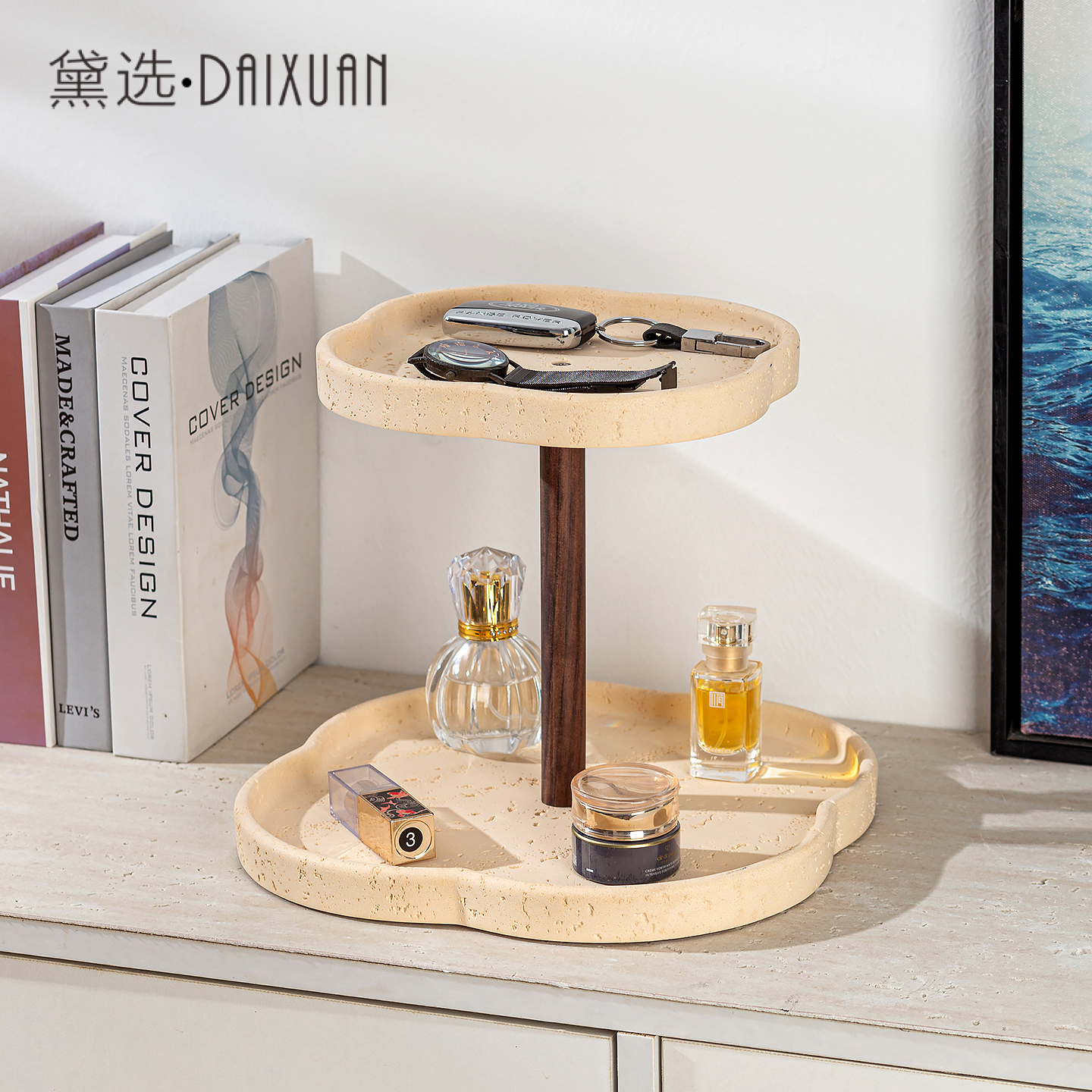 洞石浴室置物架洗漱台托盘