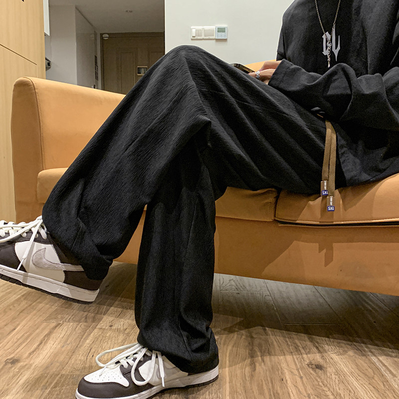 빈티지 바지 루즈 BF 게으른 스타일 캐주얼 바지 남성 올드스쿨 디자인 와이드 레그 팬츠